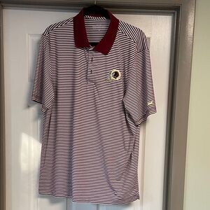 Vineyard Vines Striped Maroon and White Men's Washington Redskins Polo Shirt